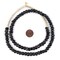 The Bead Chest Old Black Padre Beads 8mm Nigeria African Round Glass Large Hole 26 Inch Strand Handmade